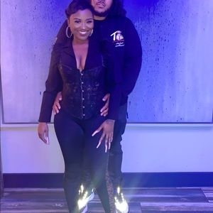 Custom ostrich feathers corset blazer